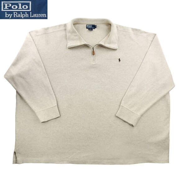 Polo Ralph Lauren Vintage Sweater 1/4 Zip Pullover Pony Cotton Men's 4XB - Picture 1 of 11